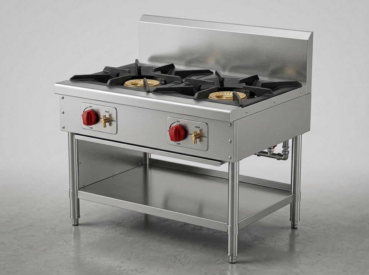 Commercial 2-Burner Indian & Chinese High-Flame Range - Commercial Kitchen Equipment Mangaluru